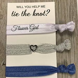 Custom Blue Handmade Flower Girl Hair Ties Wedding